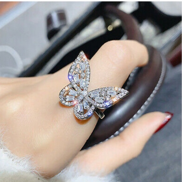 Gorgeous Butterfly 925 Silver Ring Size Adjustable - Picture 2 of 7